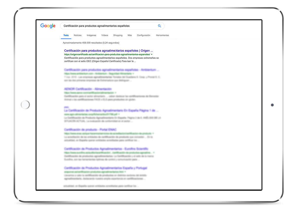 Certificación para productos agroalimentarios españoles - Origen certificado