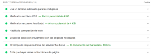 Auditorías aprobadas - Google PageSpeed Insight - Dobuss