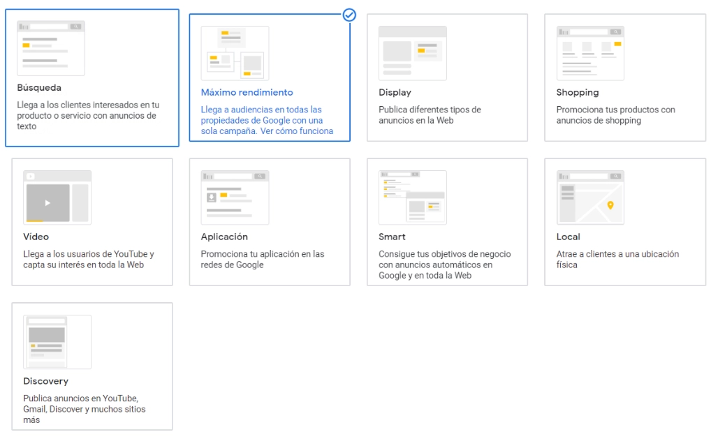 ejemplo de performance max
