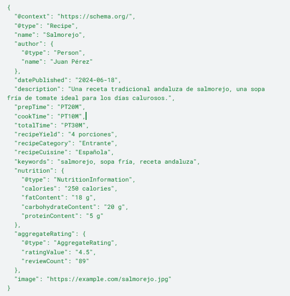Schema receta para conseguir rich snippets