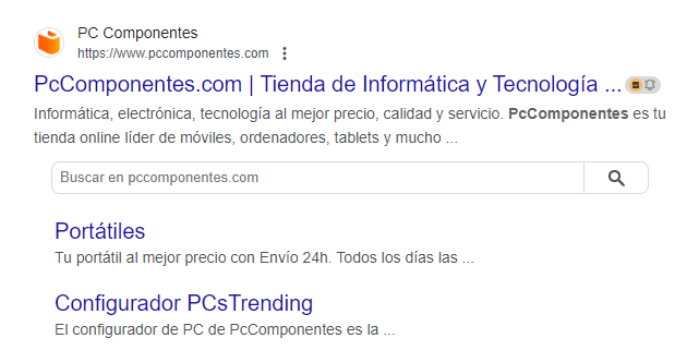 Fragmento destacado de enlaces de sitios