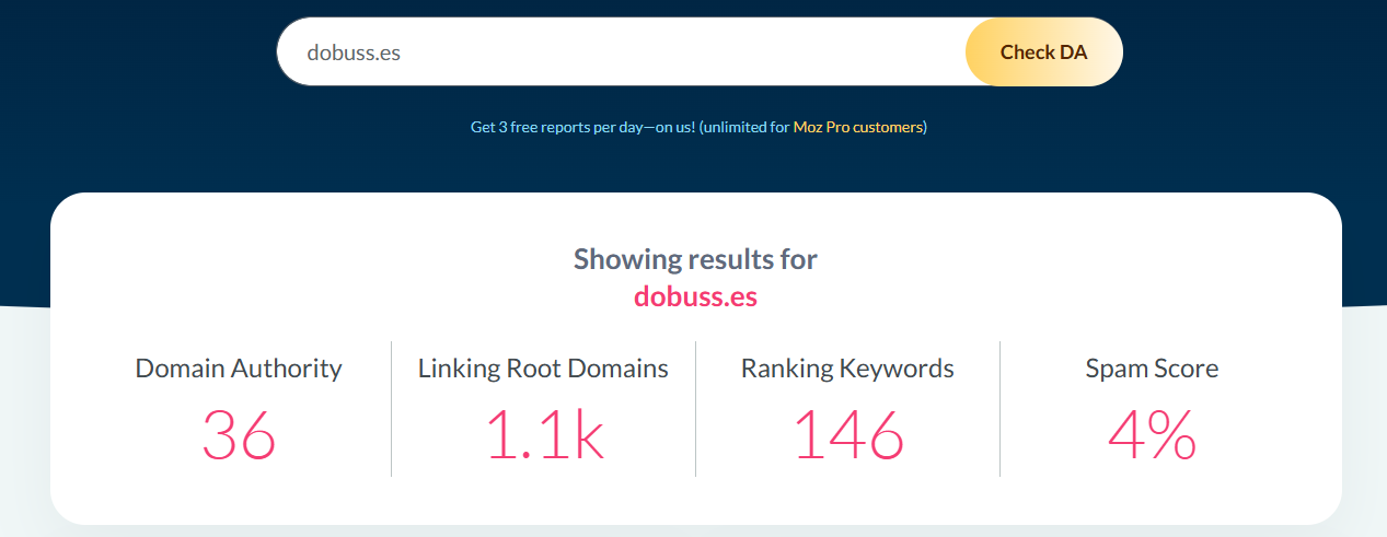 Mediación de la autoridad de dominio con Moz